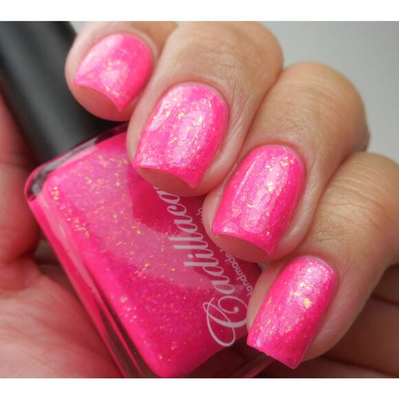 Cadillacquer Polish "Who Says We Have To Grow Up?" NEW Neon Pink Glitter Holo - Picture 1 of 7